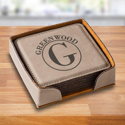 Personalized Tan Square Coaster Set - TanCircle - JDS