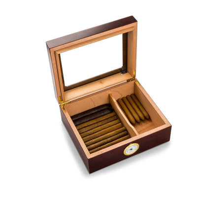 Personalized Glass Top Mahogany Humidor -  - JDS