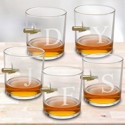 Personalized Set of 5 Bullet Whiskey Glasses -  - JDS