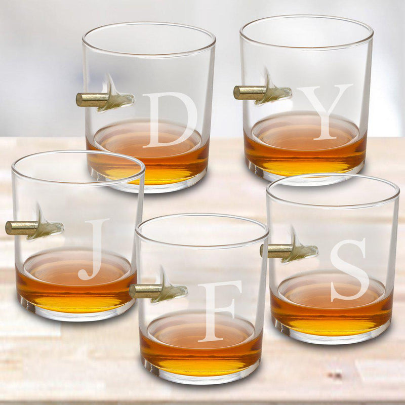 Personalized Set of 5 Bullet Whiskey Glasses -  - JDS