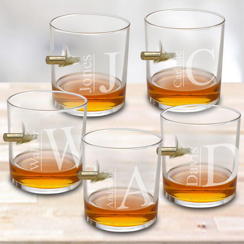 Personalized Set of 5 Bullet Whiskey Glasses -  - JDS