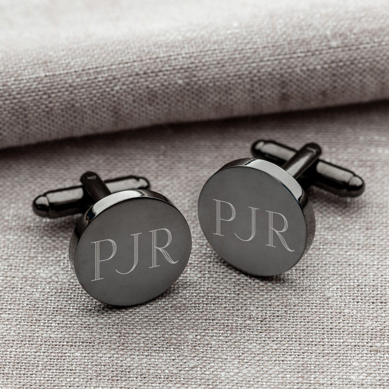 Personalized Round Gunmetal Cufflinks -  - JDS