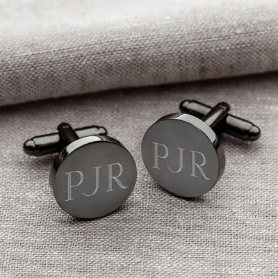 Personalized Round Gunmetal Cufflinks -