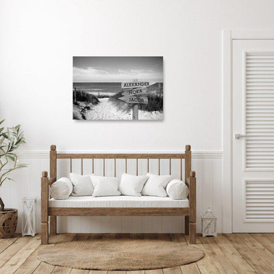 Personalized Sandy Beach Canvas Print with Family Names -