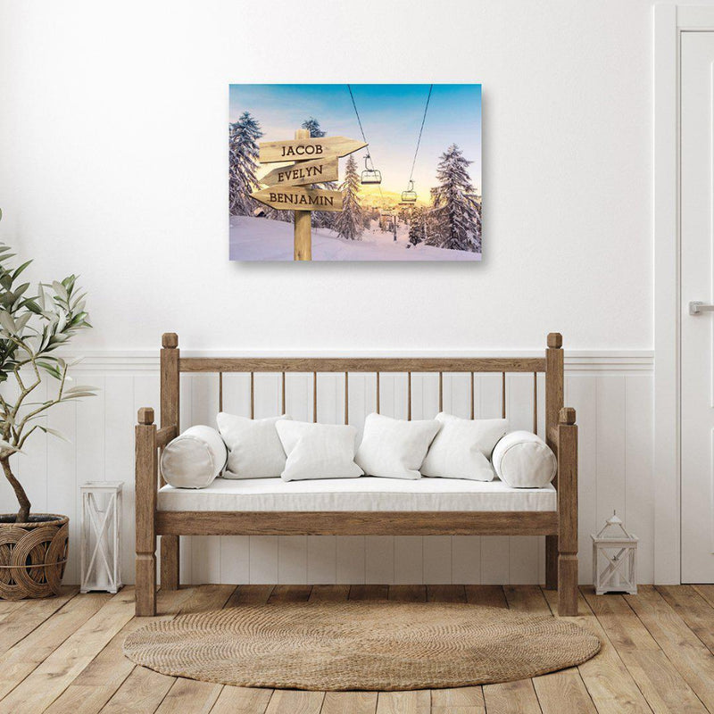 Personalized Ski Lift Canvas Print with Family Names -  - JDS