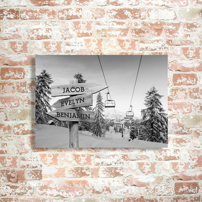 Personalized Ski Lift Canvas Print with Family Names -  - JDS