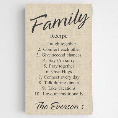 Personalized Family Recipe Canvas Sign - Chic Linen - JDS