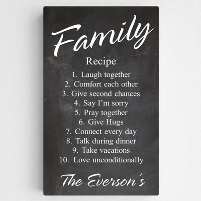 Personalized Family Recipe Canvas Sign - Chalkboard - JDS