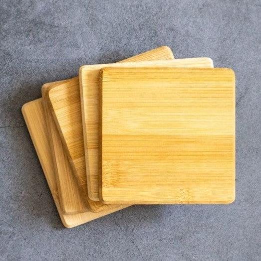 Personalized Thick Bamboo Coasters -