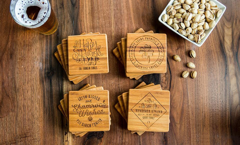 Personalized St. Patrick’s Day Bamboo Coasters – Set of Four -  - Qualtry