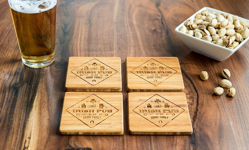 Personalized St. Patrick’s Day Bamboo Coasters – Set of Four -  - Qualtry
