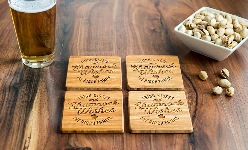 Personalized St. Patrick’s Day Bamboo Coasters – Set of Four -  - Qualtry