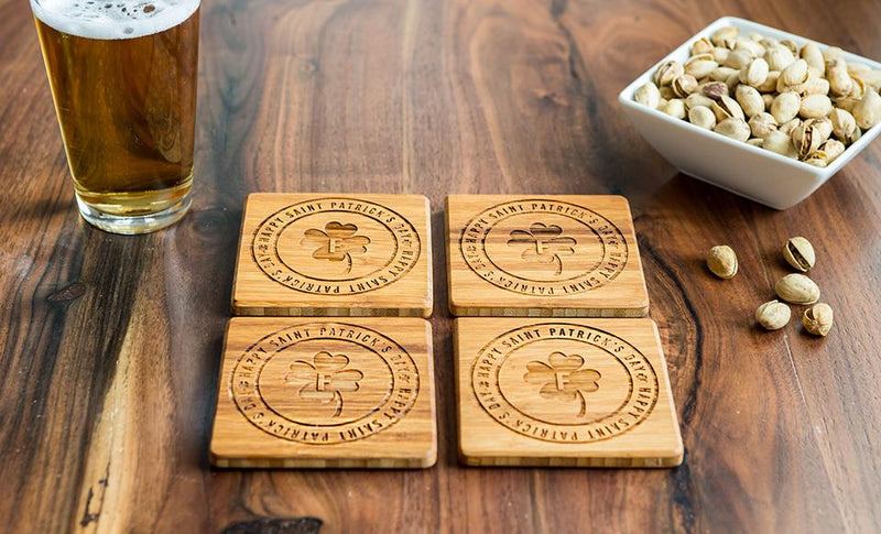 Personalized St. Patrick’s Day Bamboo Coasters – Set of Four -  - Qualtry