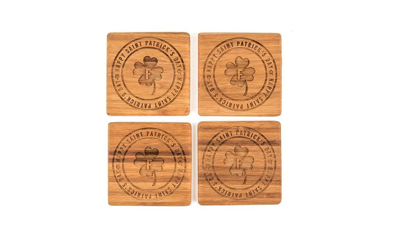 Personalized St. Patrick’s Day Bamboo Coasters – Set of Four -  - Qualtry