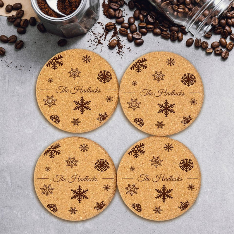Personalized Christmas Cork Coasters -  - Qualtry