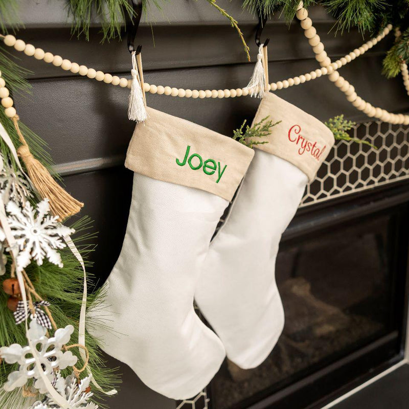 Personalized Embroidered Cotton Stockings with Tassel -  - Qualtry