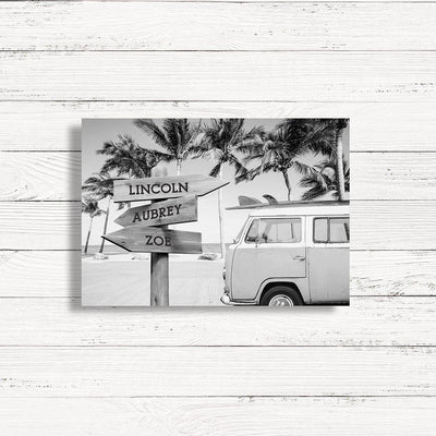 Personalized Surf Van Canvas Print with Family Names -  - JDS