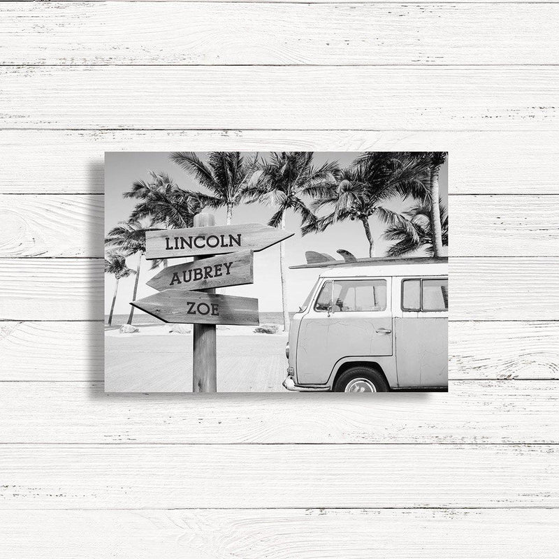 Personalized Surf Van Canvas Print with Family Names -  - JDS