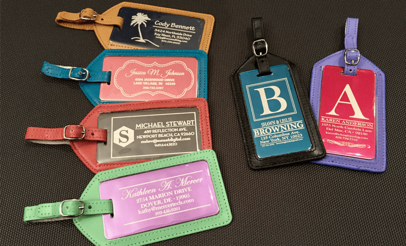 Personalized Aluminum Luggage Tags with Optional Leather Casing -  - Completeful