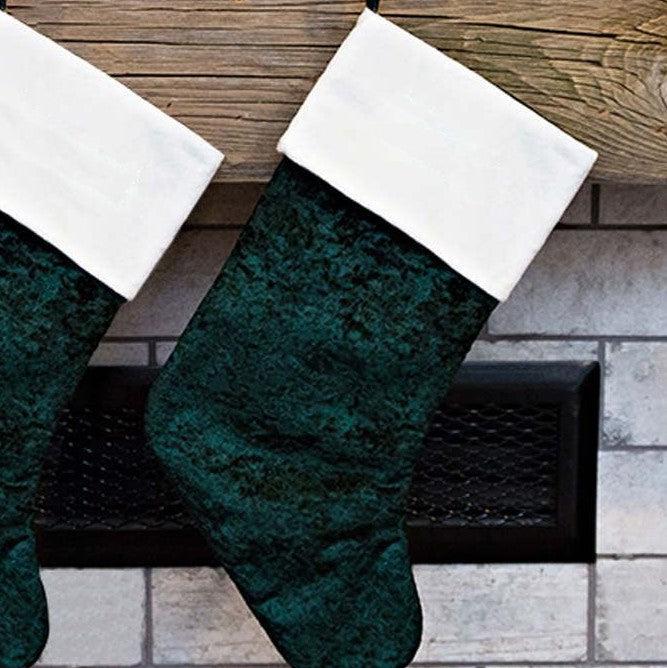 Stockings - Green Velvet Stocking - Wingpress Designs