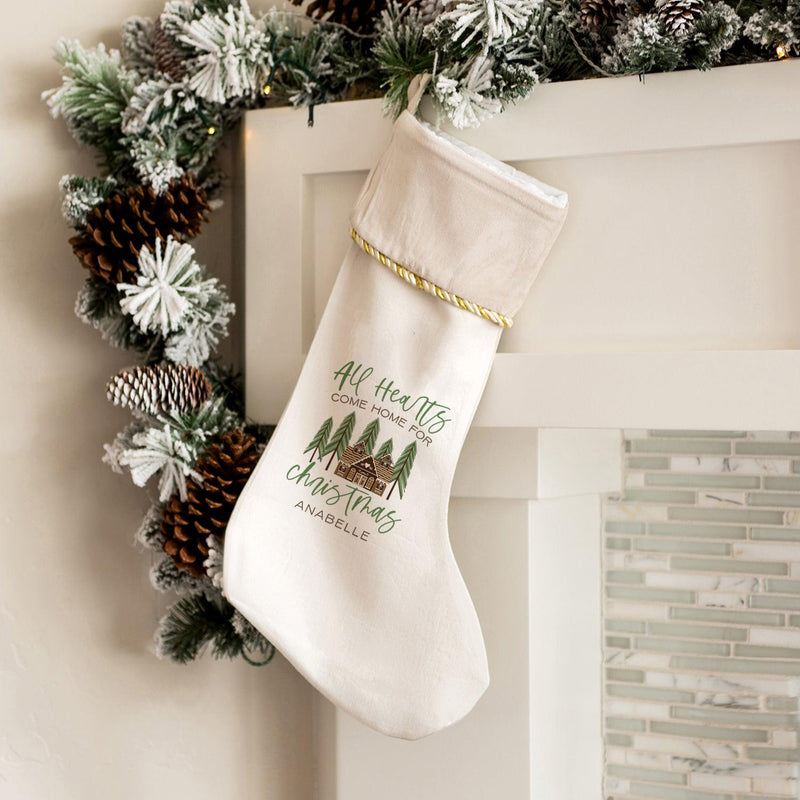 Personalized Cream Velvet Trimmed Christmas Stockings -