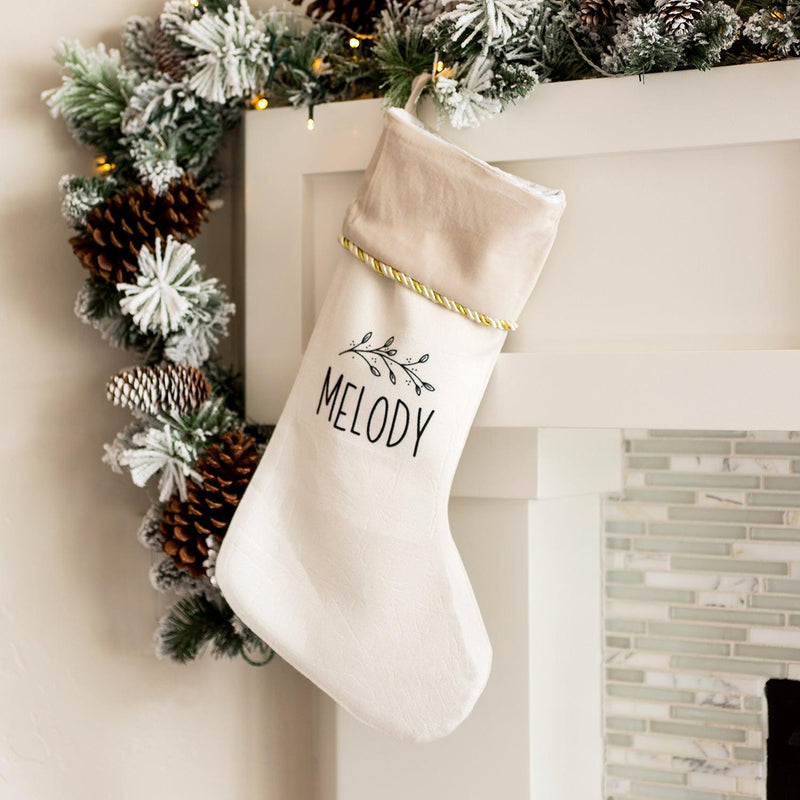 Personalized Cream Velvet Trimmed Christmas Stockings -