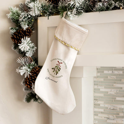 Personalized Cream Velvet Trimmed Christmas Stockings -