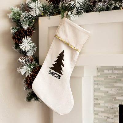 Personalized Cream Velvet Trimmed Christmas Stockings -
