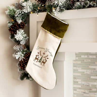 Personalized Cream Velvet Trimmed Christmas Stockings -