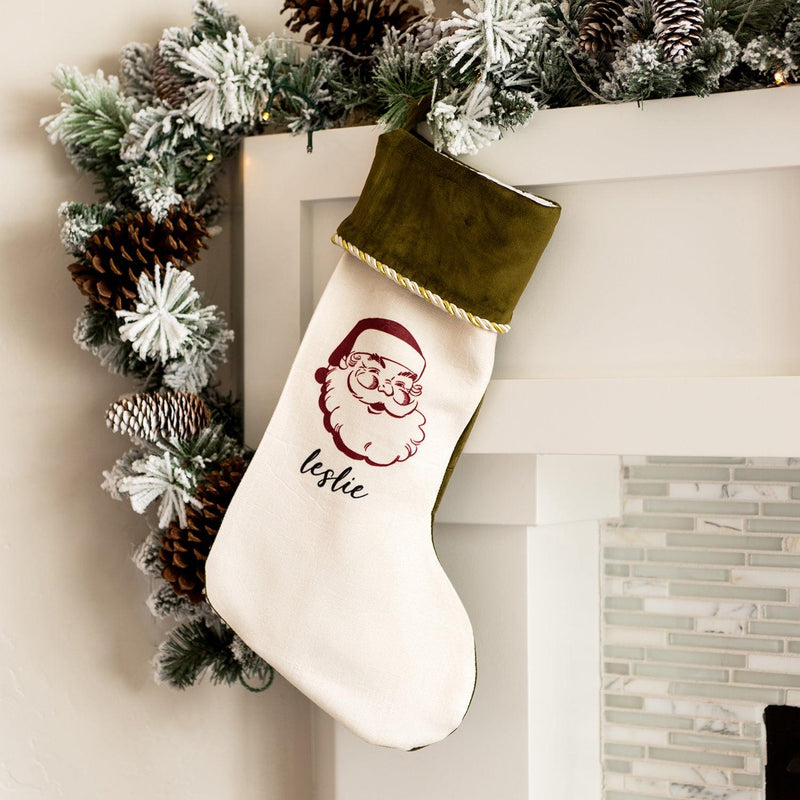 Personalized Cream Velvet Trimmed Christmas Stockings -