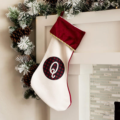 Personalized Cream Velvet Trimmed Christmas Stockings -