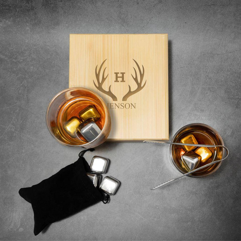 Personalized Whiskey Stones Gift Set -