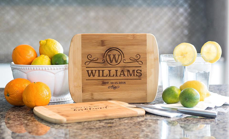 Personalized 8.5x11 Bamboo Cutting Board with Rounded Edge (Modern Collection) -  - Qualtry