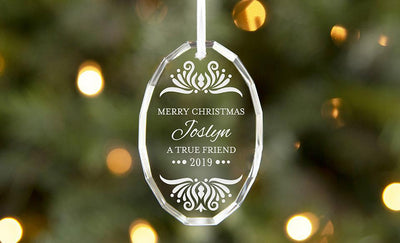 Personalized Oval Shaped Crystal Ornaments -  - Qualtry
