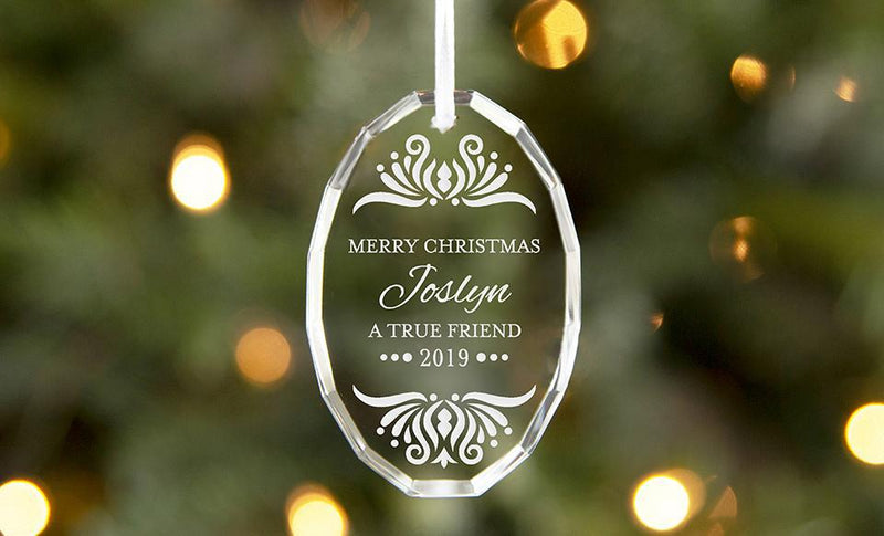 Personalized Oval Shaped Crystal Ornaments -  - Qualtry