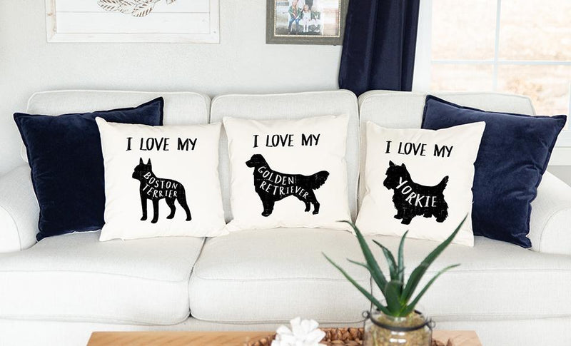 Personalized Dog Breed Throw Pillow Covers -