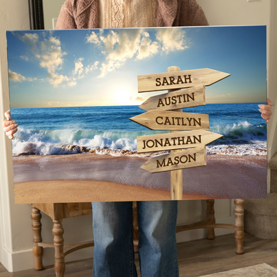 Personalized Beach Canvas Print with Family Names -  - JDS