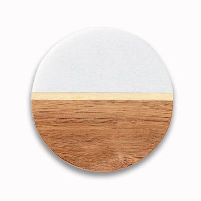 Personalized Marble and Acacia Coasters Set of 4 -