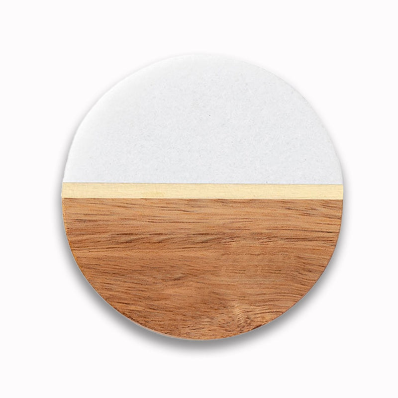 Personalized Marble and Acacia Coasters Set of 4 -