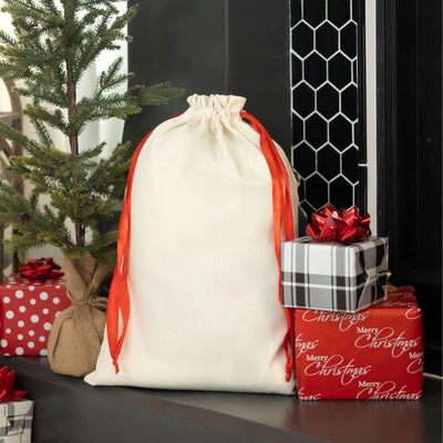 Personalized Merry and Bright Red Ribbon Santa Sacks -  - Qualtry