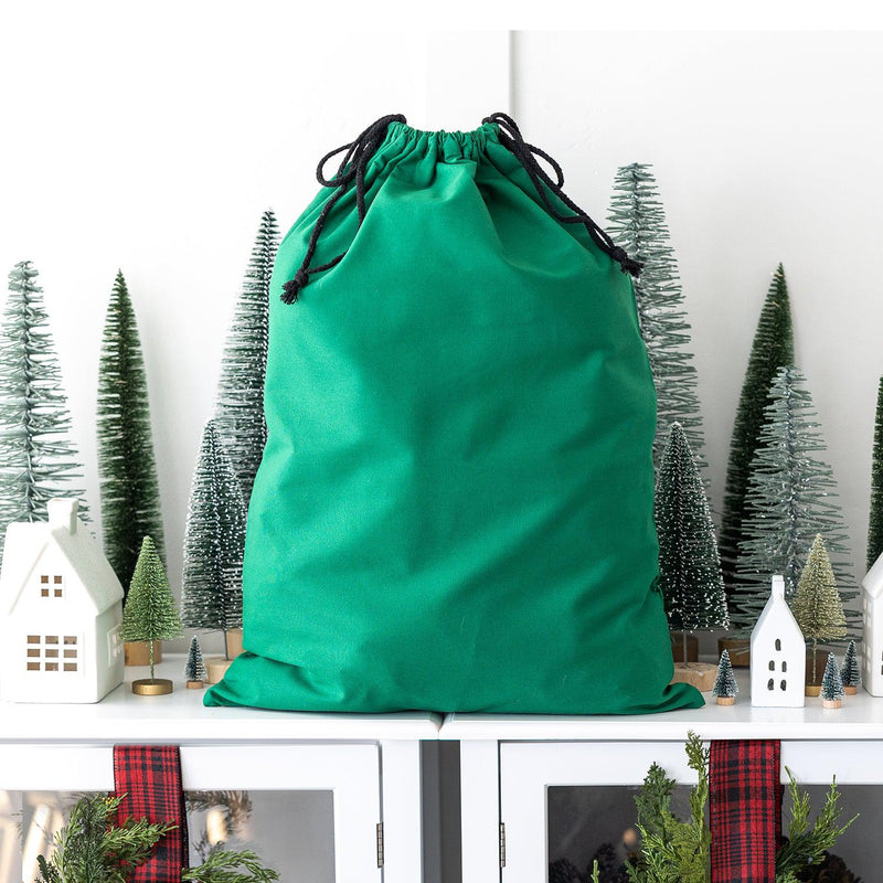 Personalized Christmas Cotton Santa Bags - Large 19.5 x 26 / Green - Wingpress Designs