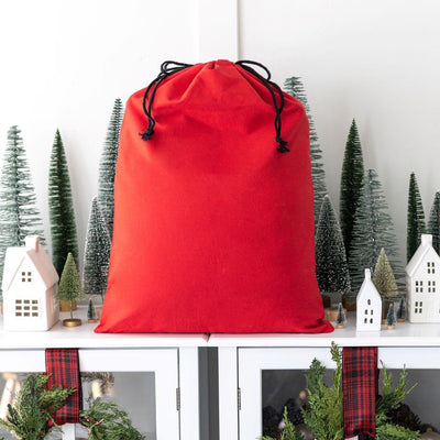 Personalized Christmas Cotton Santa Bags - Large 19.5 x 26 / Red - Wingpress Designs