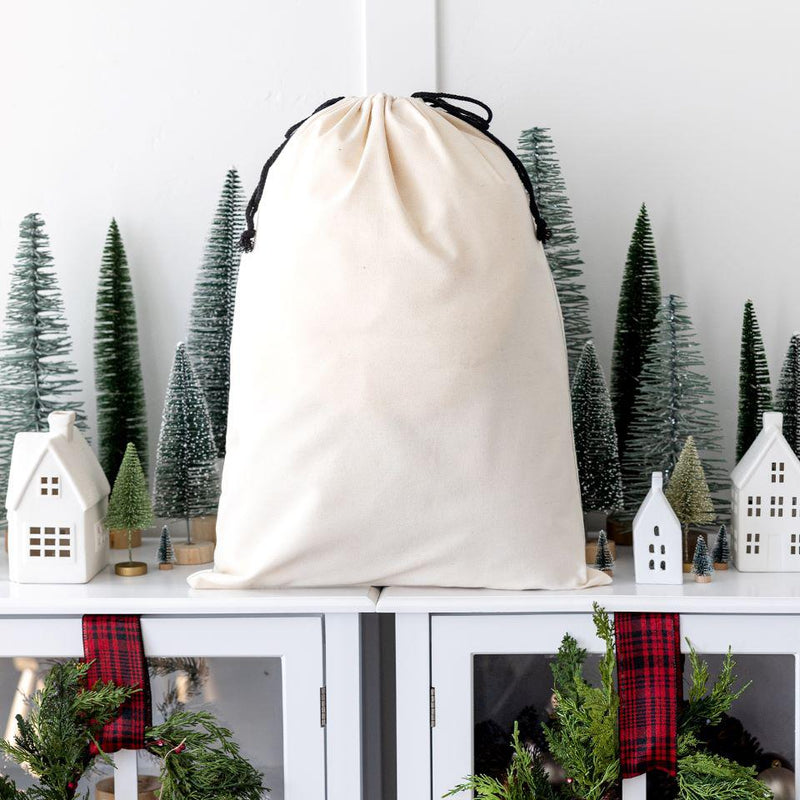 Personalized Christmas Cotton Santa Bags - Large 19.5 x 26 / White - Wingpress Designs