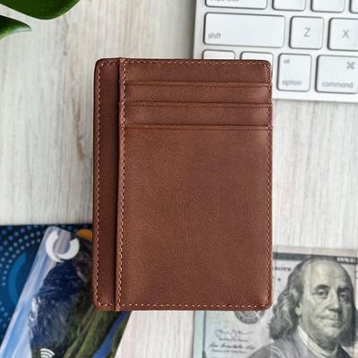 Personalized Men's Leather Wallets - Dark Brown - JDS