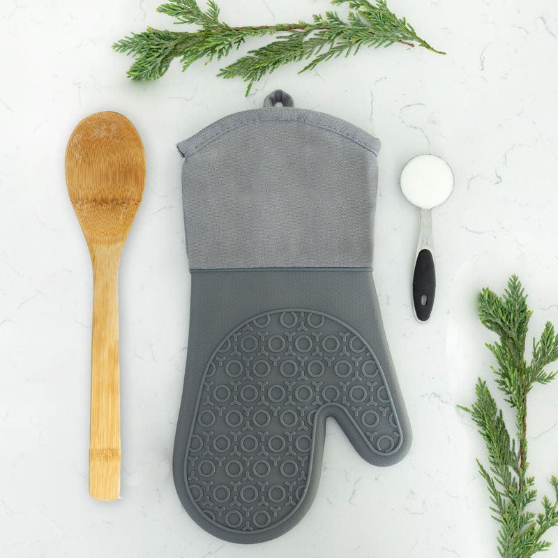 Personalized Silicone Oven Mitts - Grey - Qualtry