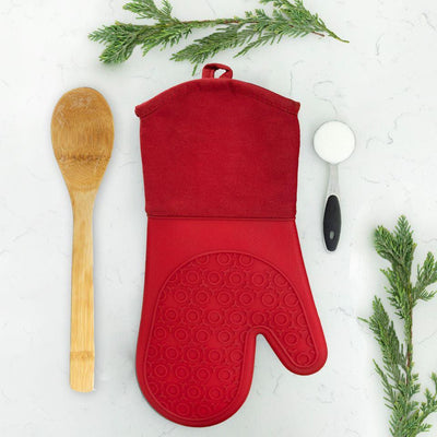 Personalized Silicone Oven Mitts - Red - Qualtry
