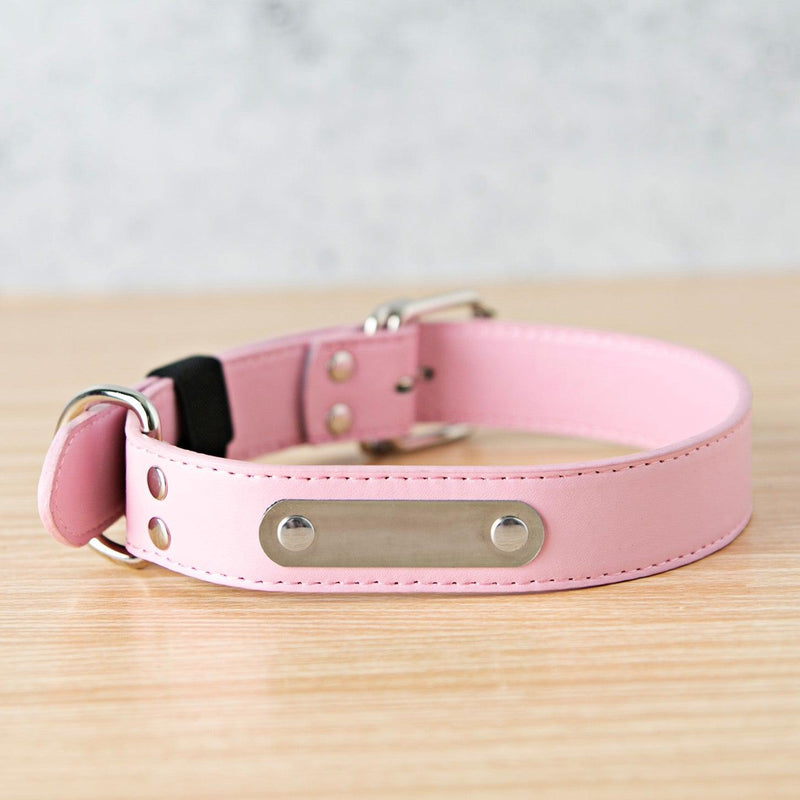 Personalized Leather Pet Collars - Extra Small / Pink - Qualtry