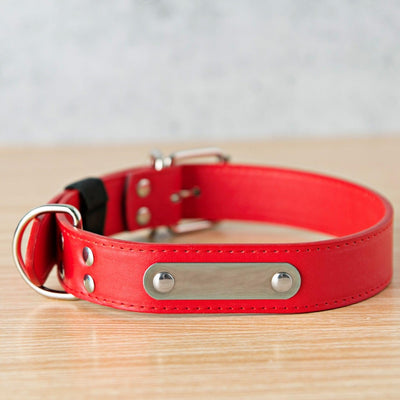 Personalized Leather Pet Collars - Extra Small / Red - Qualtry