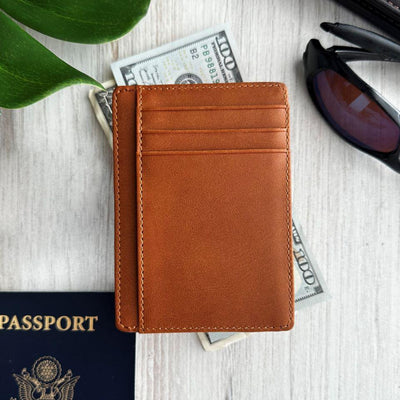 Personalized Men's Leather Wallets - Light Brown - JDS