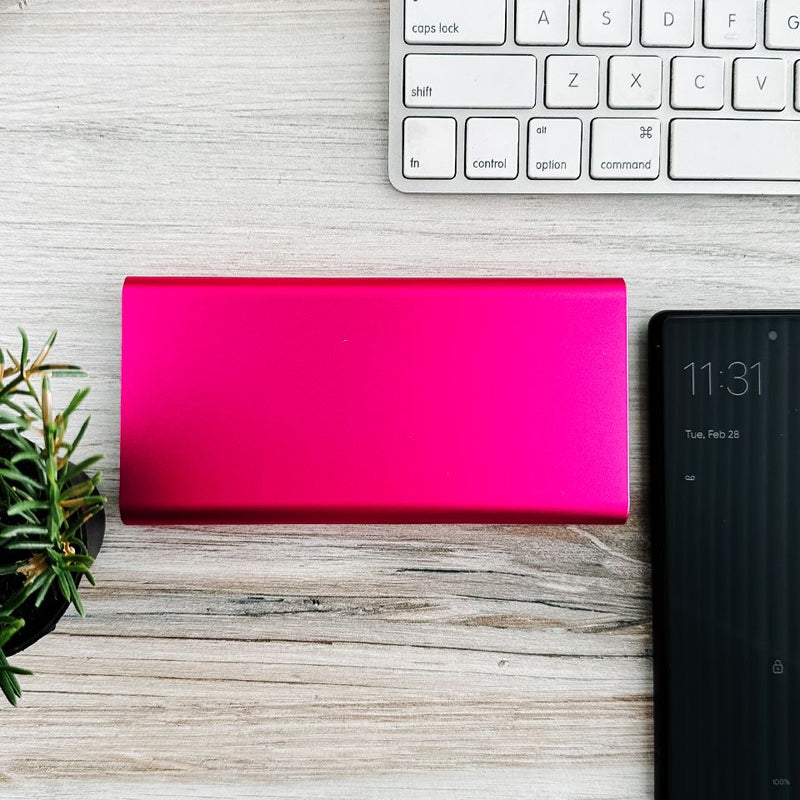 Personalized Portable Power Bank Batteries - Pink - Qualtry